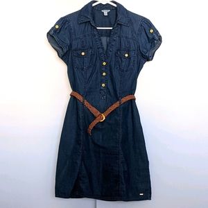 Guess Blue Jeans Dress with Braided Belt